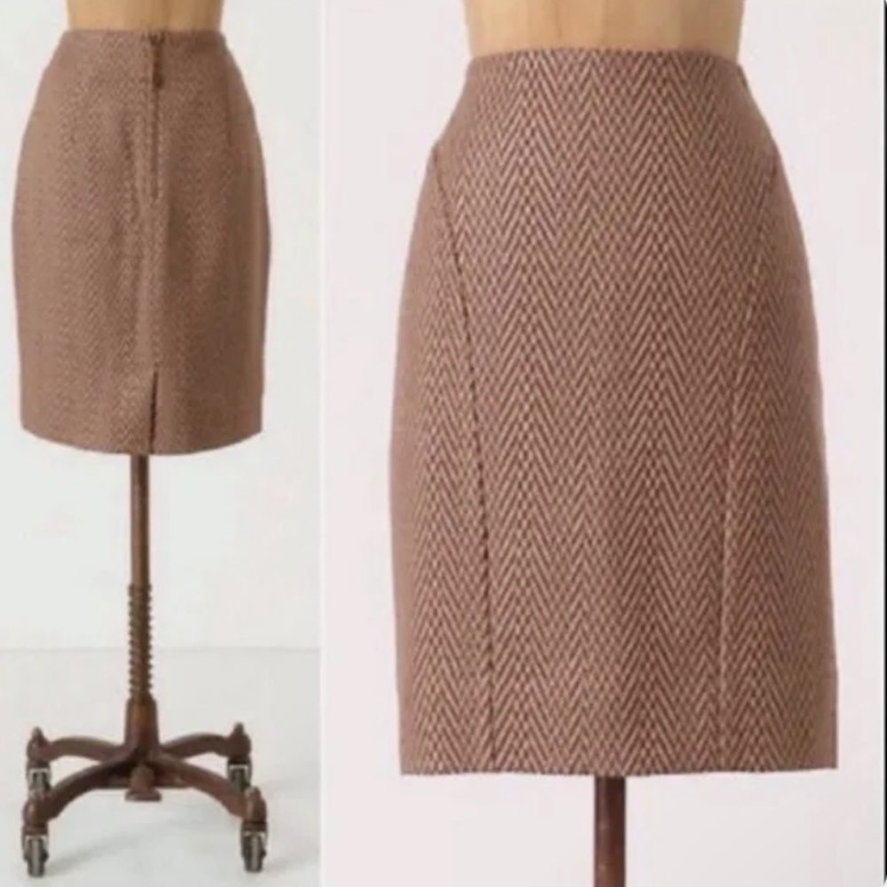 Anthropologie Maeve Kasuri Tweed Pencil Skirt Size 2